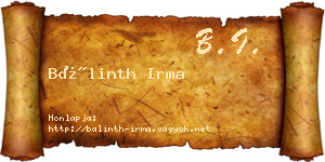 Bálinth Irma névjegykártya